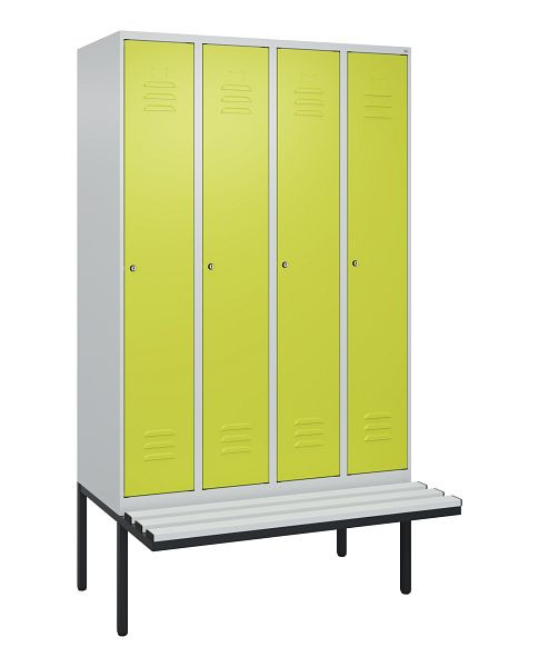 C+P Umkleidespind Classic PLUS, 4 Abteile, 2120x1200x815mm, 7035/0024, Zylinderschlösser, 3 Doppel-Haken, 0800407-40 S10025