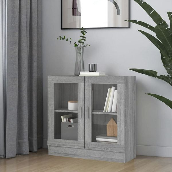 vidaXL Vitrinenschrank Grau Sonoma 82,5x30,5x80 cm Holzwerkstoff, 815616