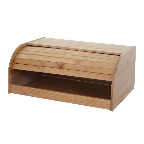 Mendler Brotkasten HWC-B80, Brotkiste Brotbehälter Brotkorb Brotaufbewahrung, Bambus Rolldeckel, 17x40x28cm, ohne Schublade, 60728