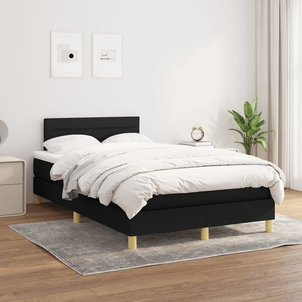 vidaXL Boxspringbett mit Matratze Schwarz 120x200 cm Stoff, 3140683
