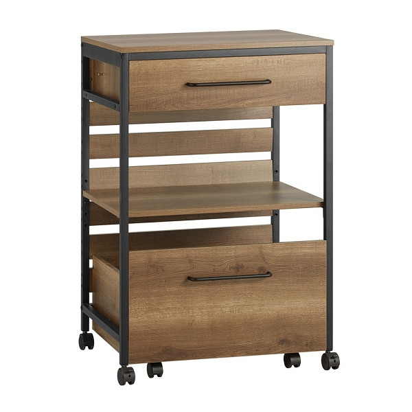 SoBuy Küchenwagen mit 2 Schubladen Dunkelbraun 60x45x90cm, Industriell, FKW118-PF