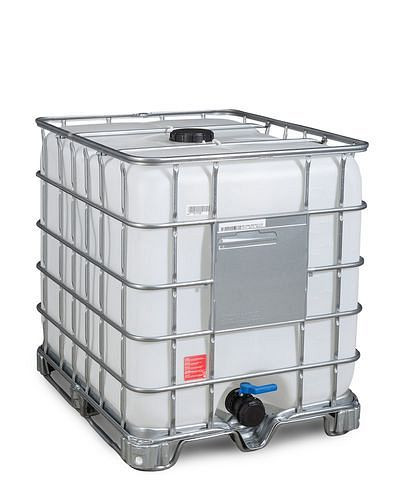 DENIOS IBC Gefahrgut-Container, Stahlkufen, 1000 l, Öffnung NW150, Auslauf NW80, 266169