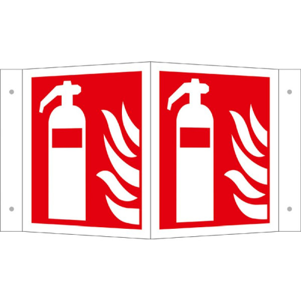 Stein HGS Winkel- u. Fahnenschild, Feuerlöscher, Aluminium, langnachleuchtend, 200 x 200 mm, Fahnenschild, 15.a5036