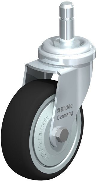 Blickle LRA-PATH 75K-FK-ES Apparate-Lenkrolle mit Einsteckstift, Thermoplastisches Polyurethan, Grau, 848668