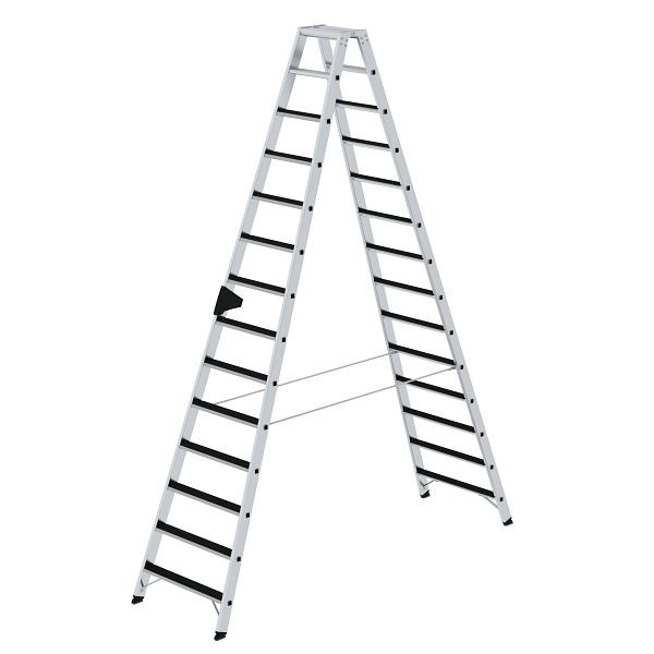 Munk Günzburger Steigtechnik Stufen-Stehleiter beidseitig begehbar mit clip-step 2x14 Stufen, 041614