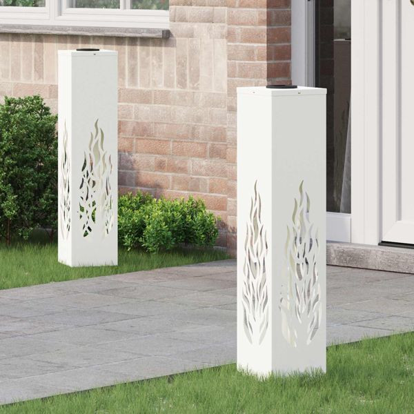 vidaXL Solar LED Weg Licht 2 pcs Weiß Kalt gewalzter Stahl, 879801