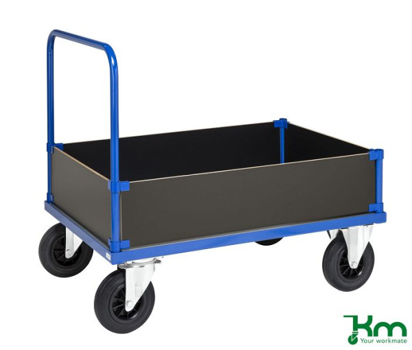 Kongamek Kofferwagen, 2 Räder mit Bremsen, 1000 x 700 x 900 mm, niedrige Kanten, blau pulverlackiert, KM435-2LB