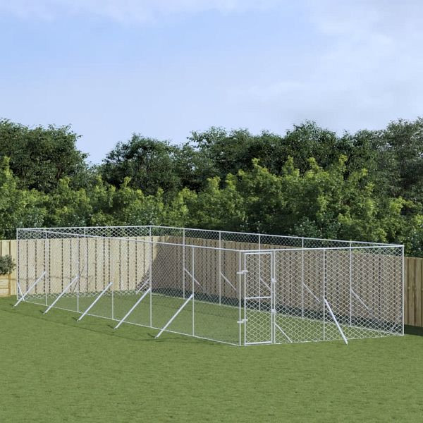 vidaXL Outdoor-Hundezwinger Silbern 4x12x2 m Verzinkter Stahl, 3190457