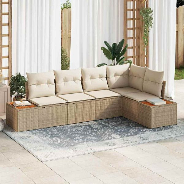 vidaXL Garten-Sofa-Set 5-teilig Beige und Creme 264 x 154 x 85 cm, 3356756