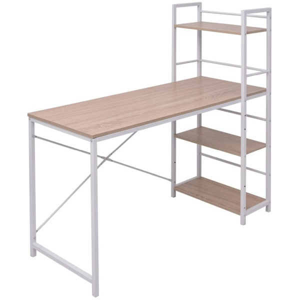 vidaXL Schreibtisch mit Bücherregal mit 4 Böden Eiche, 20134