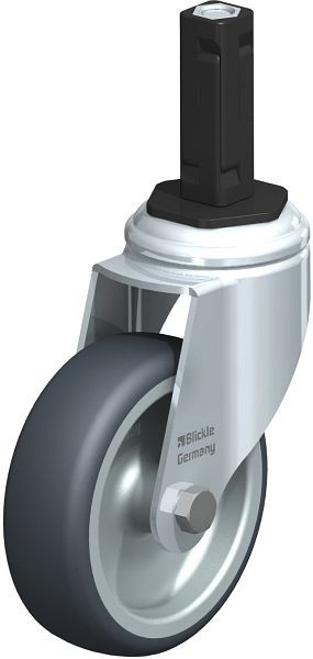 Blickle LKRA-TPA 101G-11-EV12 Apparate-Lenkrolle mit Expander, Thermoplastisches Gummi-Elastomer, Grau, 845496