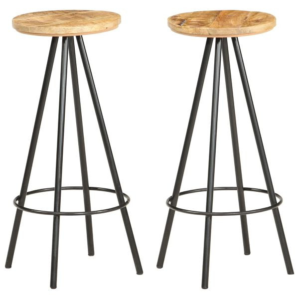 vidaXL Barhocker 2 Stück Raues Mangoholz, 286614, 8719883827131