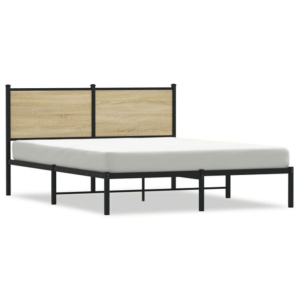 vidaXL Bettgestell mit Kopfteil Metall Sonoma-Eiche 140x200 cm, 4007717