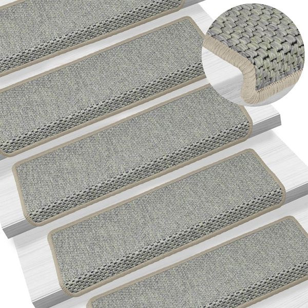 vidaXL Treppenmatten Selbstklebend Sisal-Optik 15 Stück 65x21x4 cm Grau, 326887