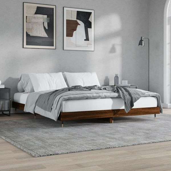 vidaXL Bettgestell Braun Eichen-Optik 200x200 cm Holzwerkstoff, 832116