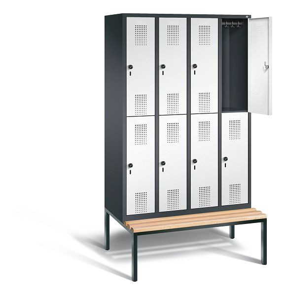 C+P Spind doppelstöckig Evolo, H2090xB1190xT815mm, Farbe: Schwarzgrau / Verkehrsweiß, 48350-40 S10359