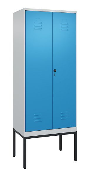 C+P Umkleidespind Classic PLUS SW, Gestell, 2 Abteile, 2120x800x500mm, 7035/5012, Drehriegel, 0800327-22 S10004