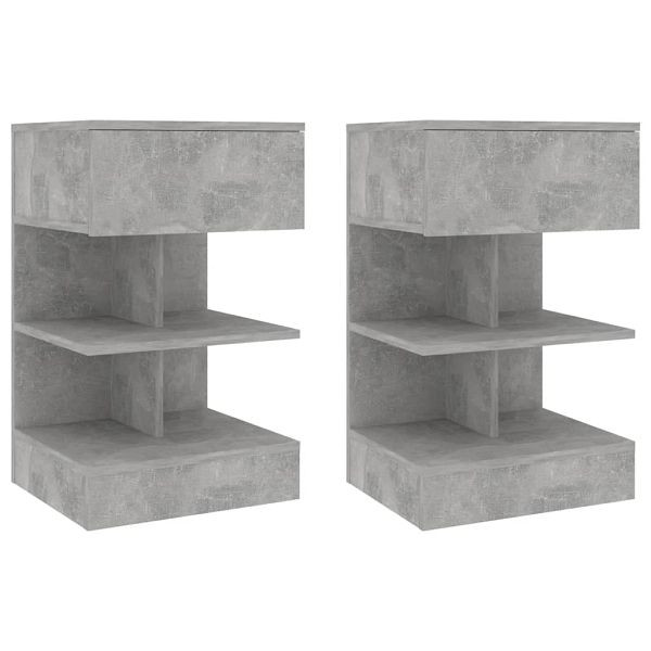 vidaXL Nachttische 2 Stück Betongrau 40x35x65 cm, 808657