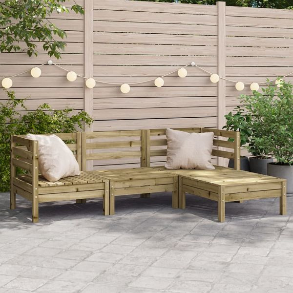 vidaXL Gartensofa 3-Sitzer mit Hocker Kiefernholz Imprägniert, 838060