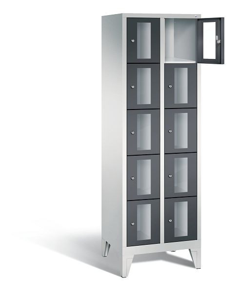 C+P Schließfachschrank Classic, H1850xB610xT500mm, Farbe: Lichtgrau / Schwarzgrau, 8010A205 S10005