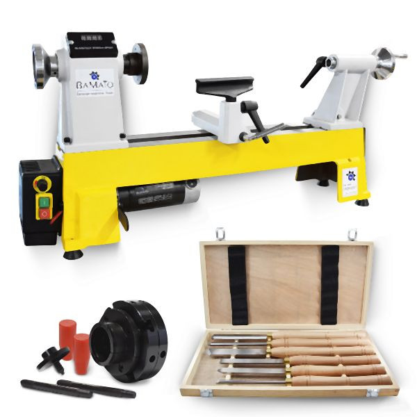 BAMATO Drechselmaschine WL-460V mit 6-teilig HSS Drechselsatz und 4-Backenfutter, WL-460V_SET3
