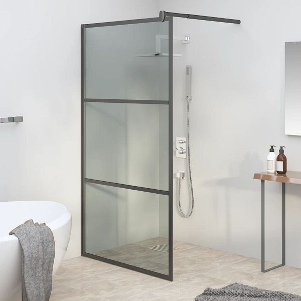 vidaXL Duschwand für Walk-In Dusche 100x195 cm Dunkel ESG Glas Schwarz, 151891