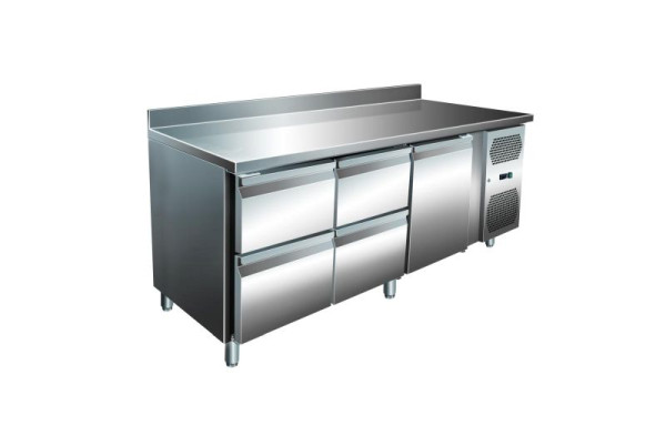 A&S Polarny VIP Kühltisch mit 2x 2 Schubladen und 1 Tür und Aufkantung -2 bis +8°C 1.795x600x960 mm, KT-VIP-600-3-C4A