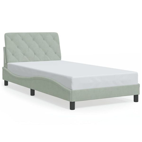 vidaXL Bettgestell mit Kopfteil Hellgrau 100x200 cm Samt, 3207905