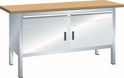 LISTA Kompaktwerkbank (BxTxH) 1500x700x850mm Buche KEY Lock, Lichtgrau, 2 Schubladen, 2 Fachböden, 64.120.020