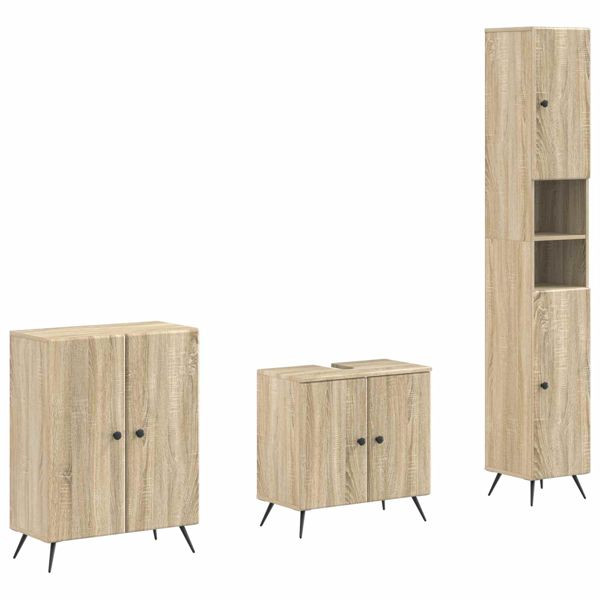 vidaXL 3-teiliges Badezimmer-Schranksystem BREDA Sonoma-Eiche, 3417479