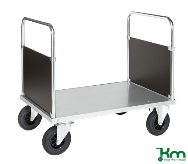 Kongamek Stirnwand Plattformwagen mit Schiebebügel quer, 2 Räder mit Bremsen, 1200 x 800 x 900 mm, Serie 600, KM633-3B