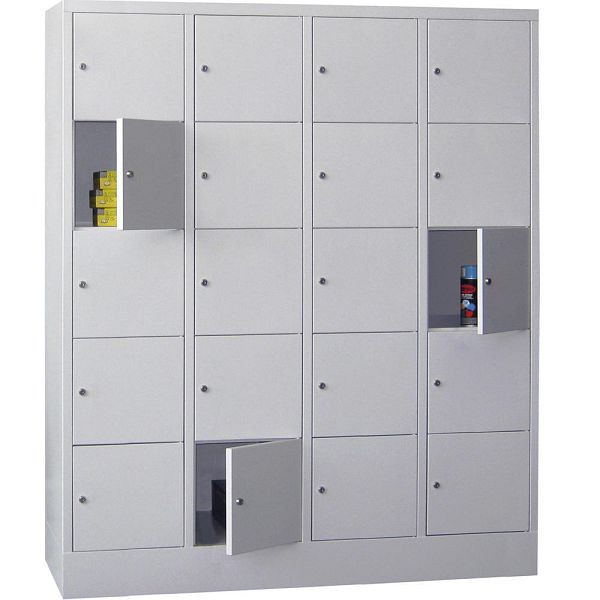 Deskin Schließfachschrank CLASSIC mit glatten Türen, Korpus lichtgrau, Türen lichtgrau, H 1850 x B 1600 x T 500 mm, 264231