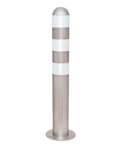 Moravia Ladesäulen Rammschutz-Poller aus Edelstahl, H 800 mm, Reflexringe weiß, zum Aufdübeln, 280378