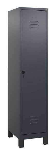 C+P Umkleidespind Classic PLUS mit Mitteltrennwand, Füße, 1800x400x500mm, 7016/7016, Drehriegel, 0800107-12F S10012