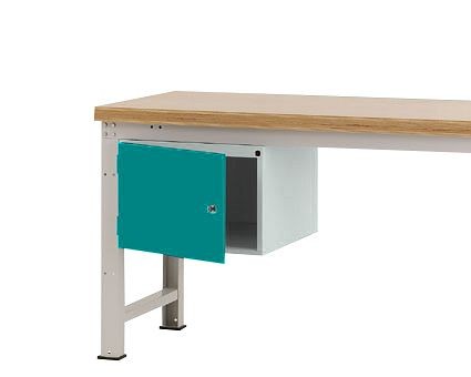Manuflex Gehäuse-Unterbau PROFI, Nutzhöhe 300 mm mit 1 Tür links angeschlagen und Einlegeboden, für Werkbanktiefe 700 mm, Wasserblau, ZB4731.5021