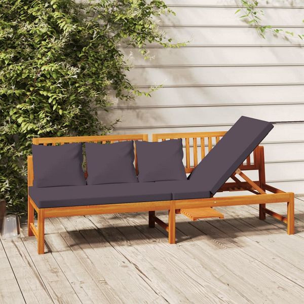 vidaXL Tagesbett mit Grauen Kissen 200x60x75 cm Massivholz Akazie, 312145