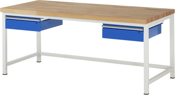 RAU Werkbank Serie 8000 - Gestell-Bauweise (Schweißgestell), 2x Schublade, 2000x840x900 mm, 03-8002A1-209B4S.11