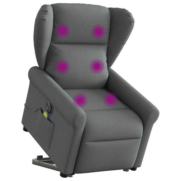 vidaXL Elektrischer Massagesessel mit Aufstehhilfe Dunkelgrau Stoff, 3303405