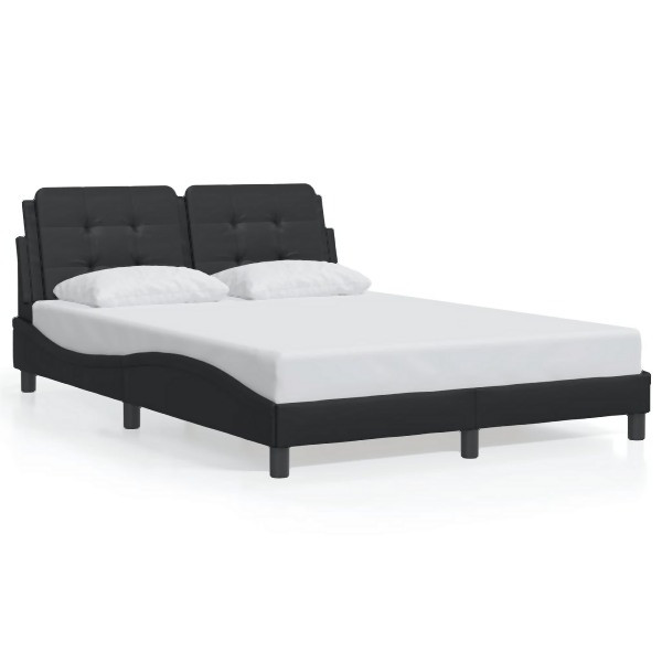 vidaXL Bettgestell mit Kopfteil Schwarz 120x200 cm Kunstleder, 3208170