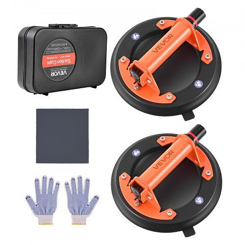 VEVOR Vakuum Saugheber 203 mm, Metallgriff, 195 kg Kapazität, für Fliesen, Granit, Fenster (2er-Pack, mit Tragetasche), SDXP8YC275BJBHP02001V0