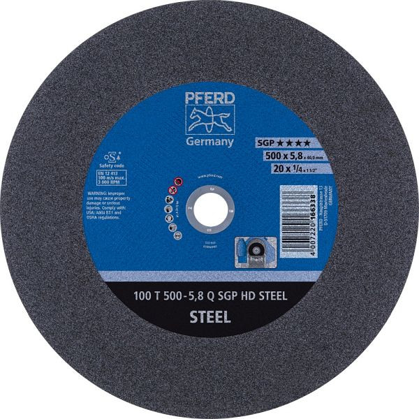 Pferd Trennscheibe HEAVY DUTY 100 T 500-5,8 N SGP HD STEEL/40,0, VE: 5 Stück, 66325205