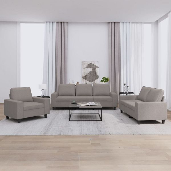 vidaXL 3-teilig Sofagarnitur Taupe Stoff, Füllung: Schaumstoff, 3201873