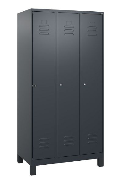 C+P Umkleidespind Classic PLUS, Füße, 3 Abteile, 1800x900x500mm, 7016/7016, Zylinderschlösser, 0800107-30 S10027