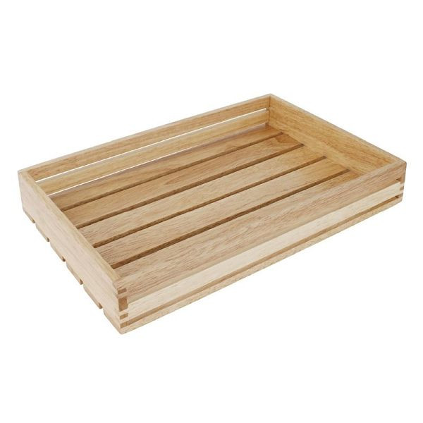 Olympia flache Holzkiste, 5 x 35 x 23 cm, Hevea, für Brot und Obst, CK959