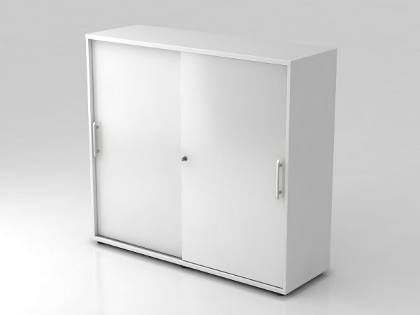 Hammerbacher Schiebetürschrank 3OH 120cm Relinggriff Weiß/Weiß, 120x40x110 cm (BxTxH), V1753S/W/W/RE