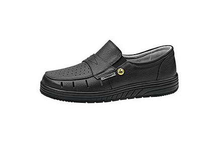 ABEBA Berufsschuhe air cushion Slipper schwarz ESD, O1, Ristbereich mit Gummizug, Glattleder, perforiert, 32310-45