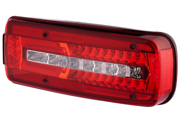 HELLA Heckleuchte, Truck Full LED, LED, 24V /ADR/GGVS/nicht SAE, Lichtscheibenfarbe: glasklar/rot, rechts, Men, 2VP 012 381-021
