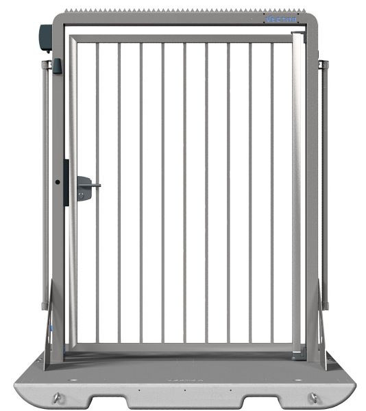 SCHAKE-VECTOR Mobile Tür V-Door, verzinkt, ohne Zutrittskontrolle, mit Bauzaunmodul, auf Plattform montiert, mit Klinke, VPDP22VOB0191