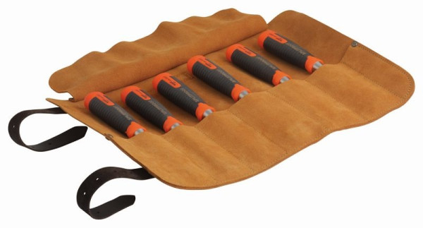 Bahco Schlag-Stechbeitel-Satz, 6, 10, 12, 18, 25, 32 mm, in Leder-Rolltasche, 434-S6-LR