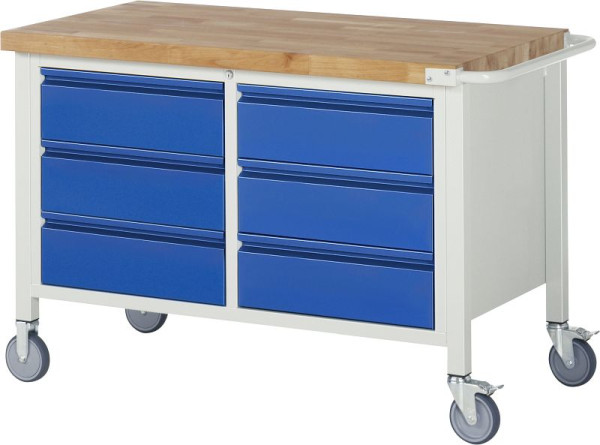 RAU Fahrbare Werkbank 8473I2, B1250xT700xH880mm, 6xSchublade-TA, 05-8473I2-127R4S.11
